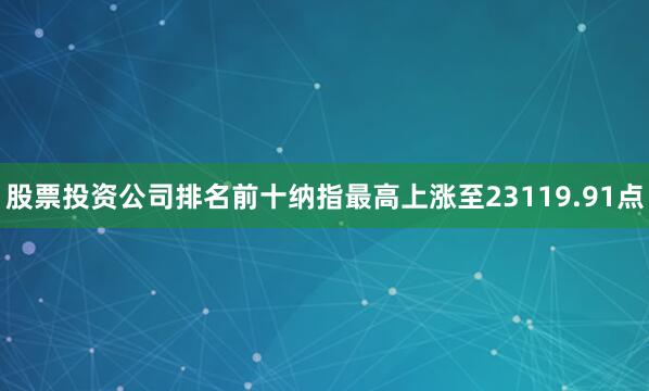 股票投资公司排名前十纳指最高上涨至23119.91点